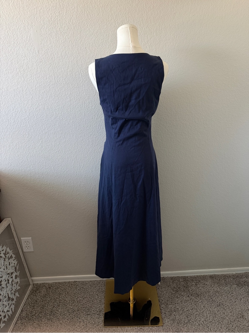 Meshki Navy V-Neck Button Midi Dress - Picture 4 of 4